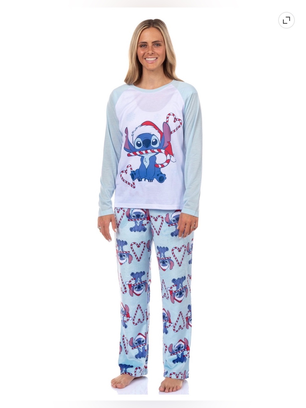 Light Blue Stitch Holiday Womens Pajama Set
